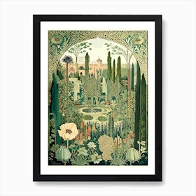 Gardens Of Alhambra 1, Spain Vintage Botanical Art Print