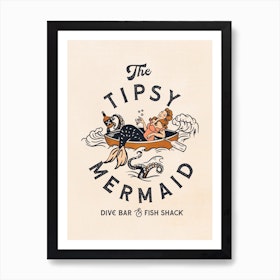 Tipsy Mermaid Dive Bar Art Print