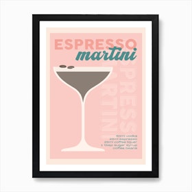 Pink Espresso Martini Cocktail Art Print